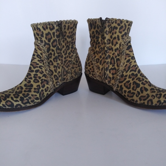Very volatile "varela" leather leopard print boots - Picture 4 of 8